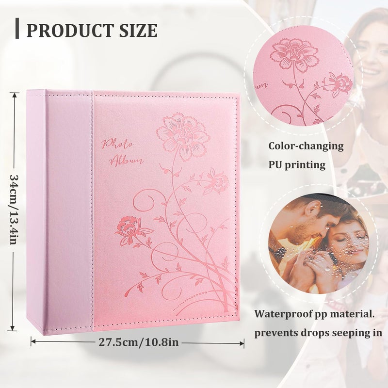 Artmag Photo Picutre Album 4x6 400 Photos, Extra Large Capacity Leather Cover Wedding Family Photo Albums Holds 400 Vertical 4x6 Photos with Black Pages(Pink) - Image 2
